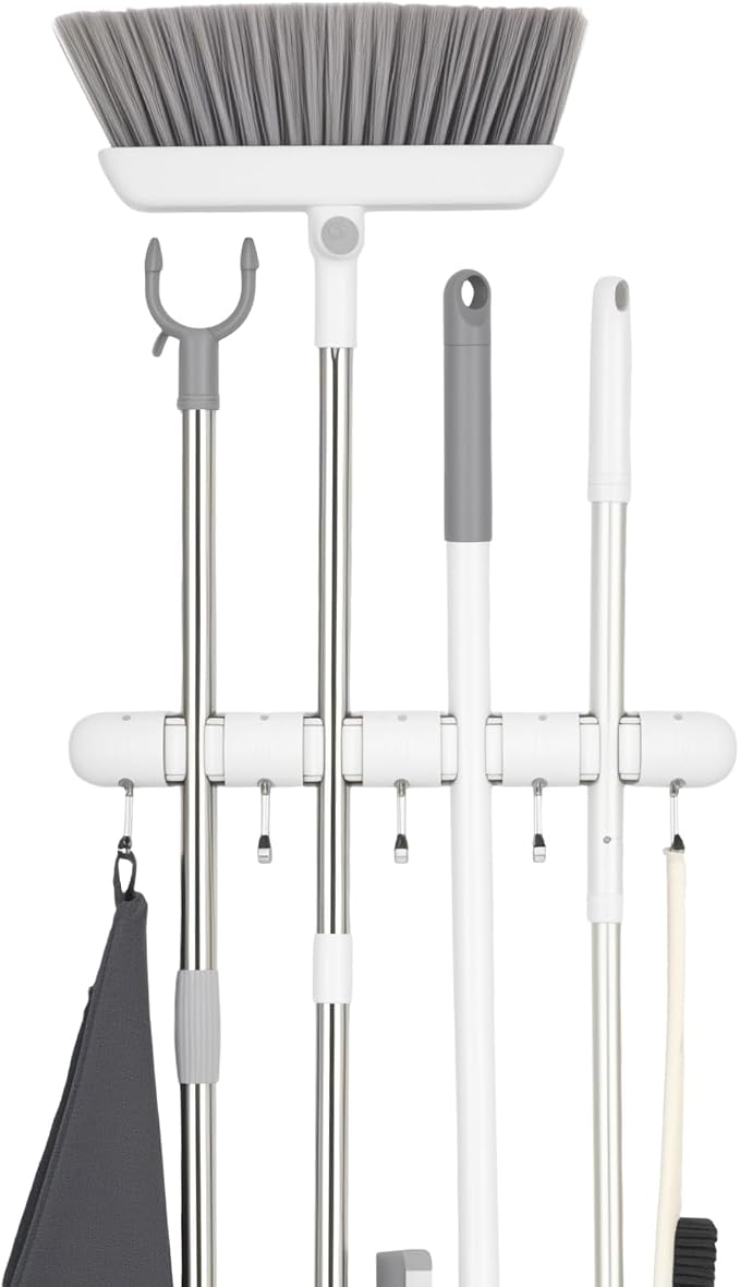 OTraki Broom Holder Wall Mount, Heavy Duty Wood Mop and Broom Organizer by OTraki