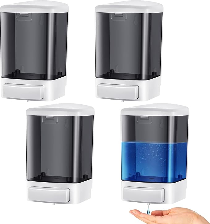 Hushee 4 Pcs Plastic Wall Mounted Soap Dispenser Commercial Manual Soap by Hushee