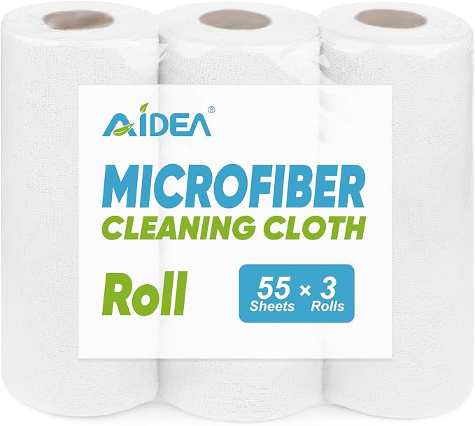 AIDEA Microfiber Cleaning Cloth Roll, Shop Towels 165 Sheets, Tear Away by AIDEAHOME