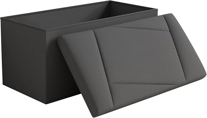 Folding Storage Ottoman Bench, 30 Inches End of Bed Bench Folding Ottoman by Unknown