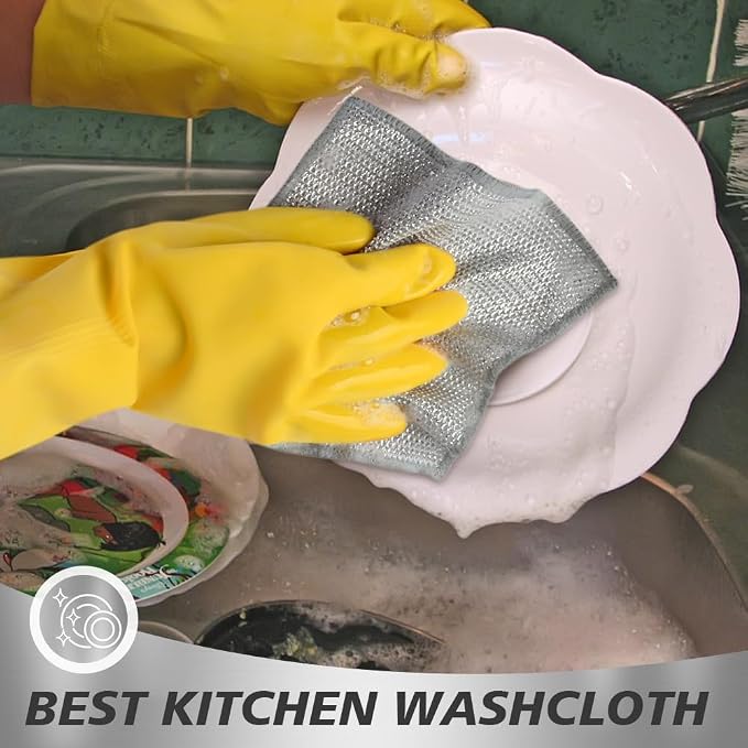 SINLAND Silver Mesh Dish Cloths Wire Dish Washing Rags Magic Cleaning Cloths - Image 5