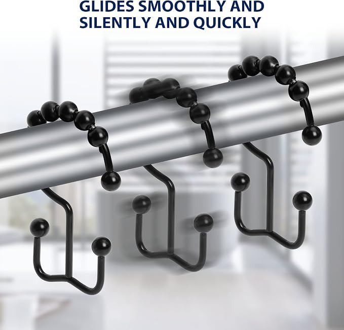 Shower Curtain Hooks, Sturdy Stainless Steel Double Sided Shower Hooks Rings - Image 5