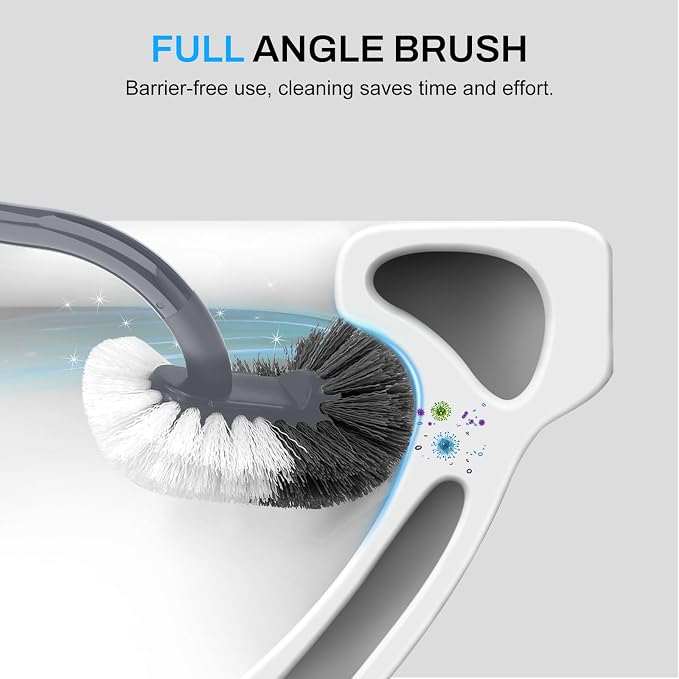 SetSail Toilet Brush and Holder Set, Compact Size Curved Toilet Bowl Brush - Image 5