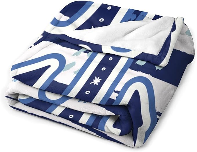 Nautical Anchor Blanket Modern Cartoon Anchor Ocean Adventure Blue White Soft Cozy Lightweight Throw Blanket for Kids Boys Men Bedroom Living Room Dorm Chair Sofa Travel 50x60in