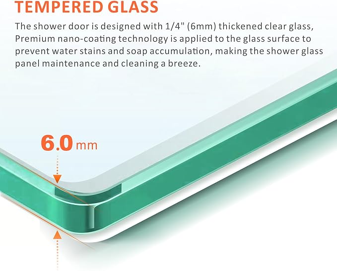 Bathtub Sliding Doors, 56-60 inch W x 62 inch Height Shower Doors - Image 7
