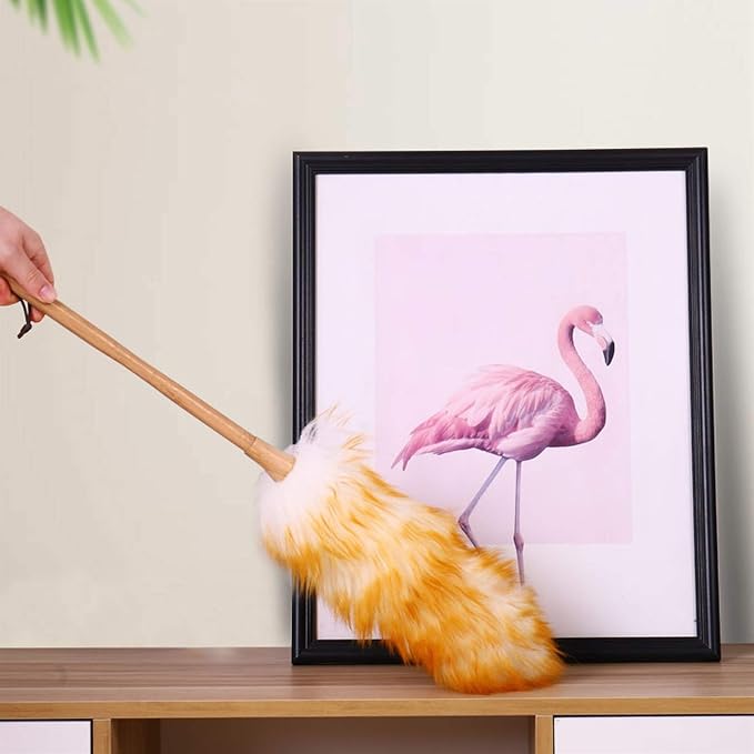 Lambswool Duster with Wood Handle, Microfiber Duster, Household Duster Set - Image 6