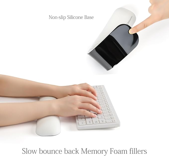 UnivoColors Design-Wave Keyboard Wrist Rest, Artificial Sheepskin+Memory - Image 4