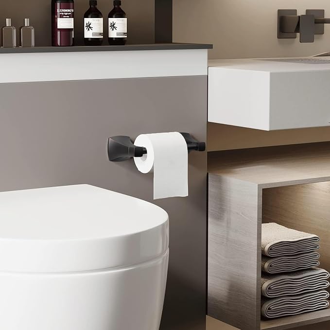 Toilet Paper Holder Wall Mount Oil Rubbed Bronze Double Post Pivoting Tissue - Image 2