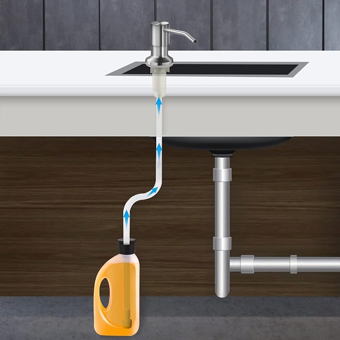 Soap Dispenser for Kitchen Sink and Extension Tube Kit, Stainless Steel - Image 3