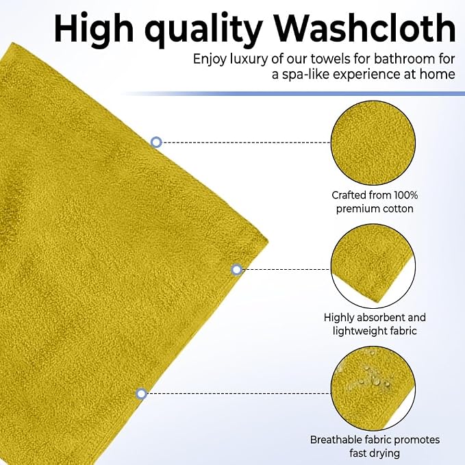 100% Cotton Washcloth Set – Soft, Absorbent Face Towels - Image 4