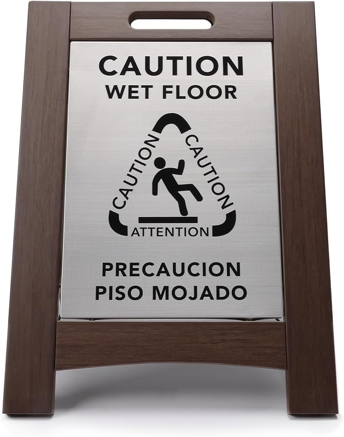 Premium Outdoor Composite Caution Wet Floor Sign – Bilingual w/Non-Skid Plastic - Image 2