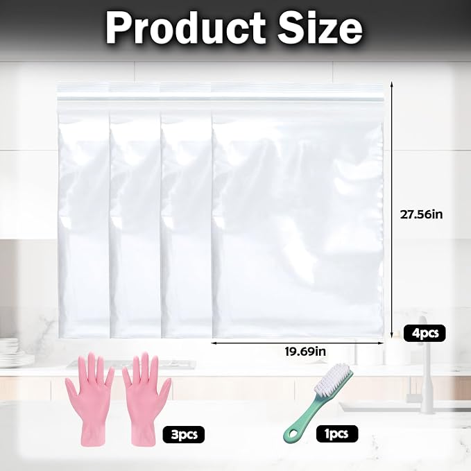 Mity rain 4 packs oven rack cleaner bags kit, Reusable No Scrub Oven Rack - Image 2