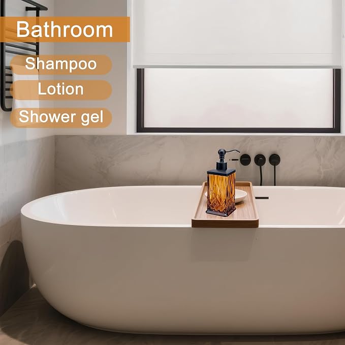 10Oz Amber Glass Soap Dispenser, Heavy Glass & Leak-Proof Rust-Resistant Pump - Image 5
