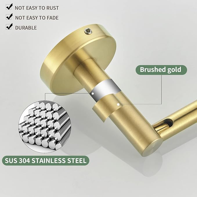 Gold Toilet Paper Holder, Bathroom Toilet Paper Roll Holder Brushed Gold TP - Image 5