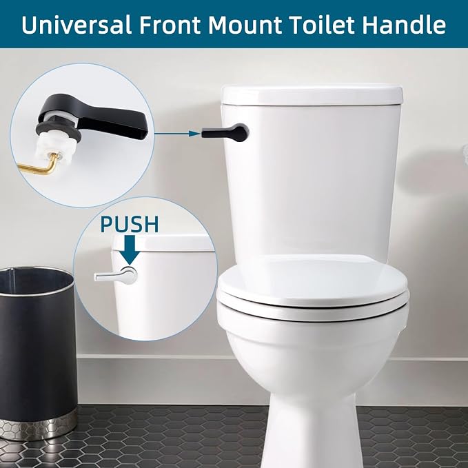 Black Metal Toilet Handle Lever Flush Replacement, Universal Front Mount Toilet - Image 7