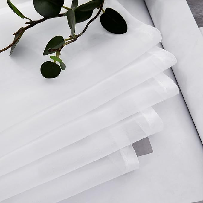 MIULEE 2 Panels Kitchen Tiers Half Window Sheer Curtains Rod Pocket Voile Drapes for Kitchen Bathroom Small Windows 54 by 24 Inch White
