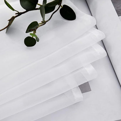 MIULEE 2 Panels Kitchen Tiers Half Window Sheer Curtains Rod Pocket Voile Drapes for Kitchen Bathroom Small Windows 54 by 24 Inch White