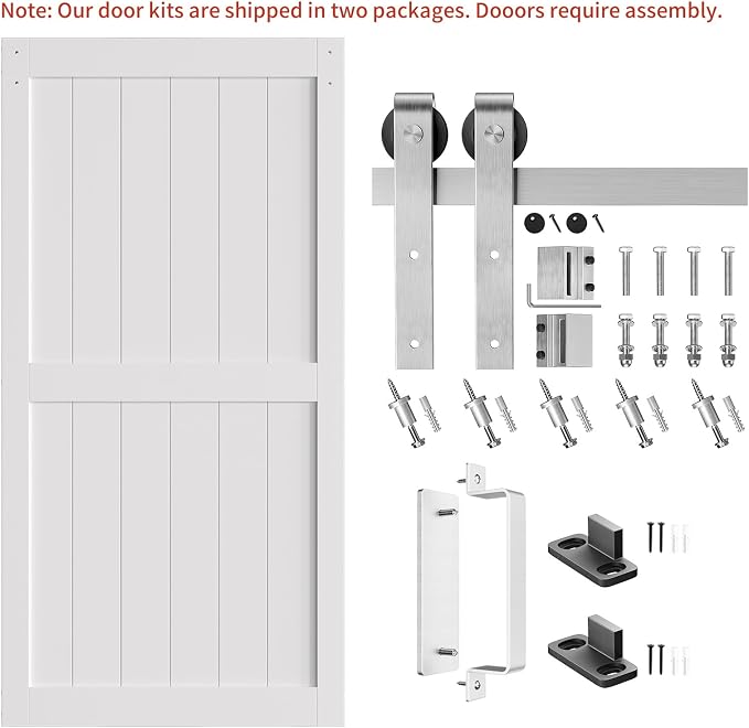SmartStandard 40 x 84 inch White Sliding MDF Barn Door - Image 4