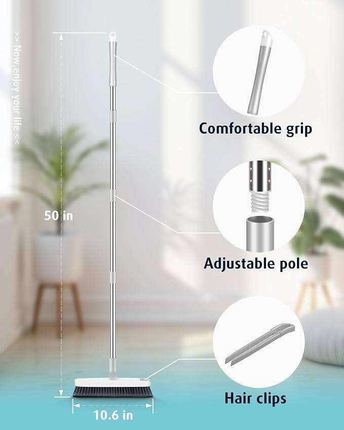 AIR U+ Grout Brush with Long Handle 180° Swivel Scrub Brush with Tweezers to - Image 2