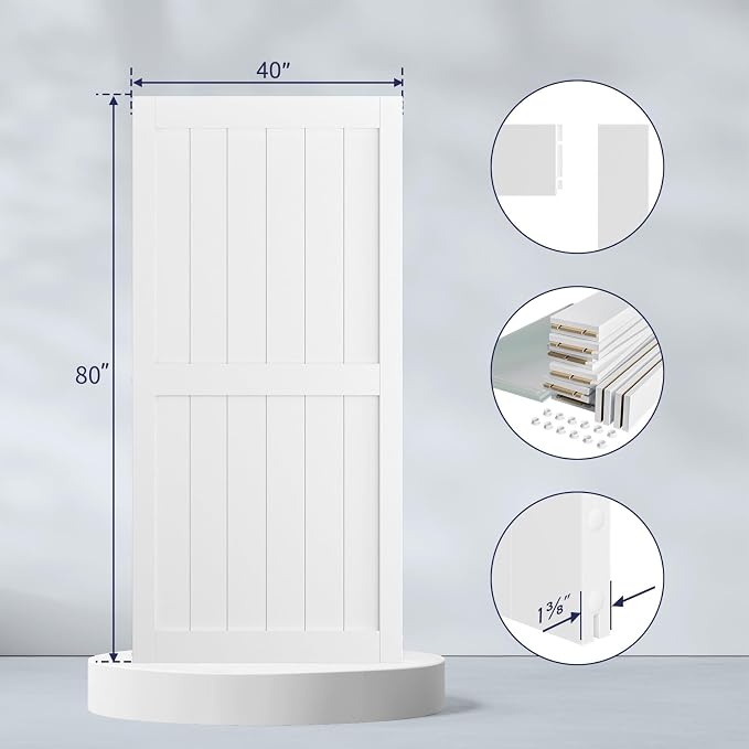 SmartStandard 40 x 80 inch White Sliding MDF Barn Door - Image 3