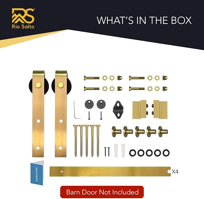 Rio Salto Gold Barn Door Hardware Kit Sliding Door Hardware Modern Barn - Image 5