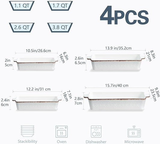 ONEMORE Casserole Dishes for Oven, Ceramic Baking Dish Set of 4, Non-Stick - Image 2