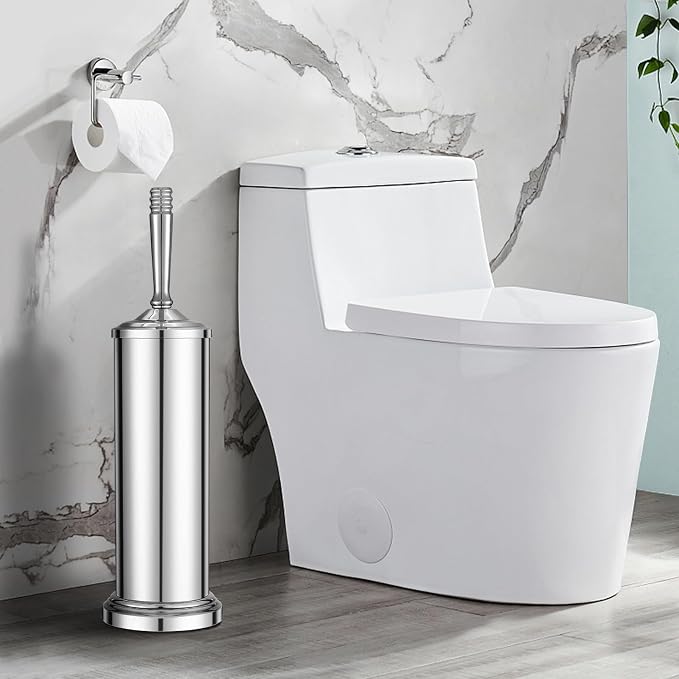 Chrome Toilet Brush and Holder Set, Stainless Steel Toilet Brush - Image 2