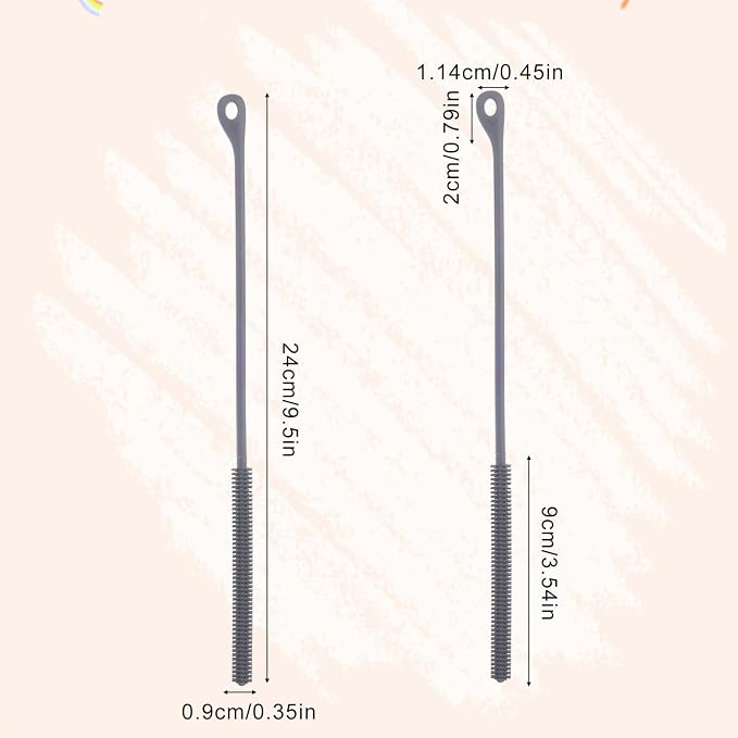 2pcs Silicone Straw Cleaner Brush, 9.45in Extra Long Straw Cleaning Brush - Image 2