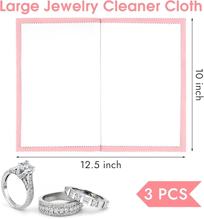 3 Pcs Silver Polishing Cloth, Large 10" X 12.5" Jewelry Cleaner Cloth, Soft - Image 2