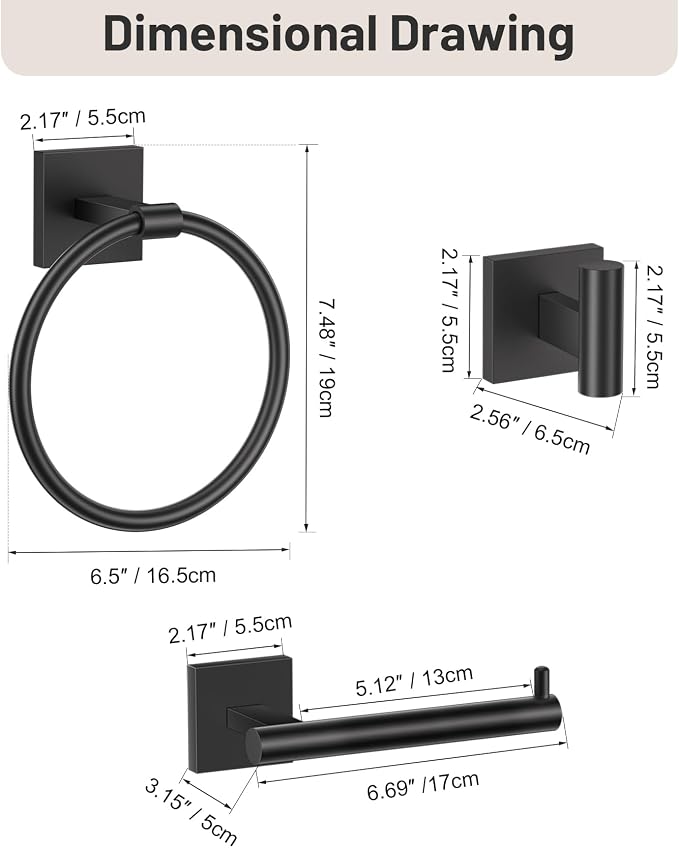 Towel Ring Set 4 Piece Bathroom Hardware Set Includes Towel Ring 2 Towel Hooks - Image 7