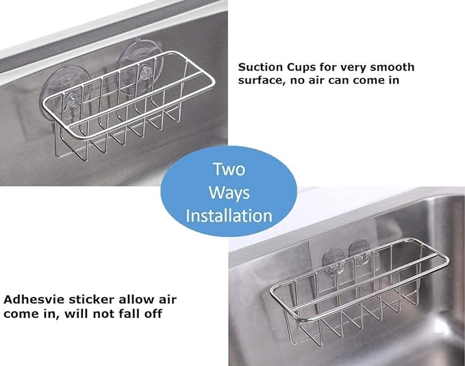 Sink Caddy Sponge Holder for Kitchen Sink Dish Cloth Hanger 2 Suspension Options - Image 4