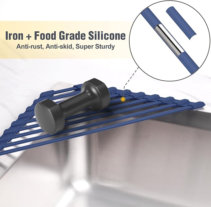 Tomorotec Compact Silicone-Coated Triangle Dish Drying Rack - Image 3