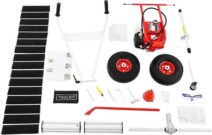 43CC Gas Powered Walk-Behind Outdoor Hand Push Sweeper, 1.7HP 2-Stroke Handheld - Image 9