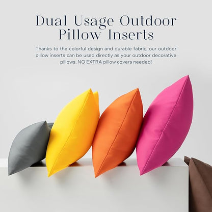 Phantoscope Pack of 2 Premium Dual Usage Outdoor Pillow Inserts, Waterproof Throw Pillows No Cover Needed, Colorful Decorative Couch Sham Cushion Stuffer Patio Couch Tent, Orange 20 x 20 Inches