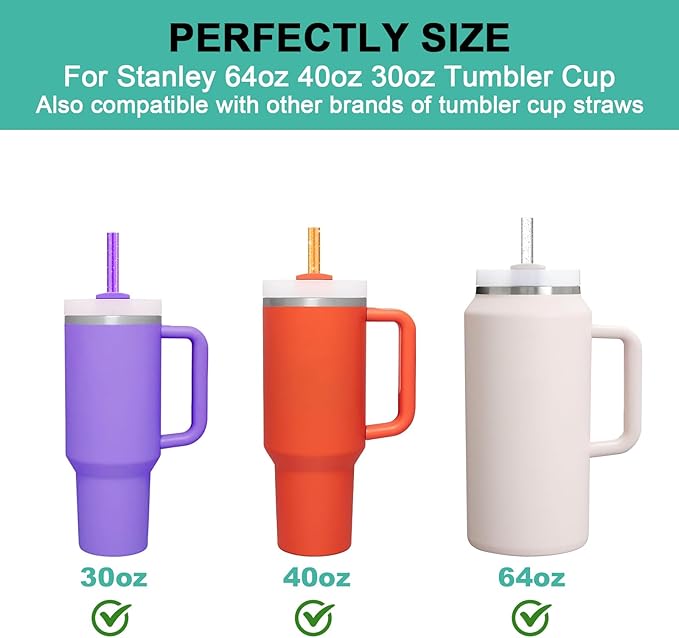 12 PCS Replacement Straws for Stanley|Owala|Simple Modern 40oz 30oz Tumbler - Image 3