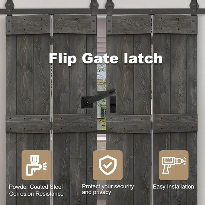 2 Pack Flip Gate Latch Lock 6'' Adjustable Barn Door Lock Hardware Safety - Image 3