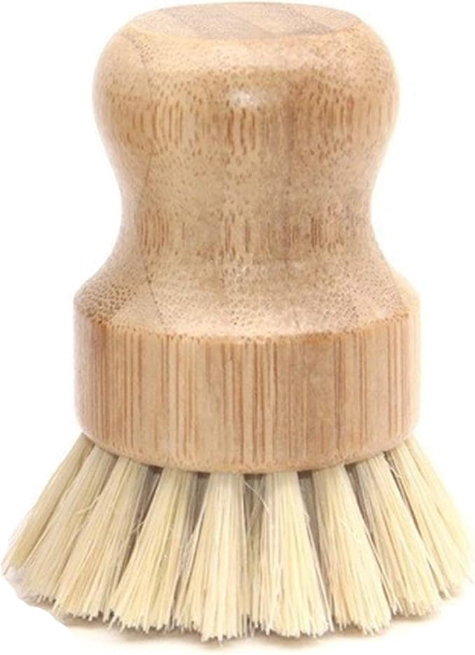Natural Sisal Dish Washing Brush Bamboo Round Scrub Brush Pots Pans Vegetables by BIEAEIA