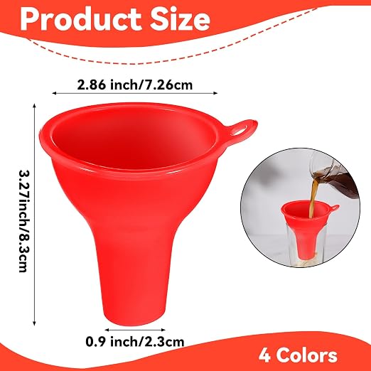 4Pcs Funnels for Kitchen Use Filling Bottles Silicone Funnel Wide Mouth Funnel - Image 2