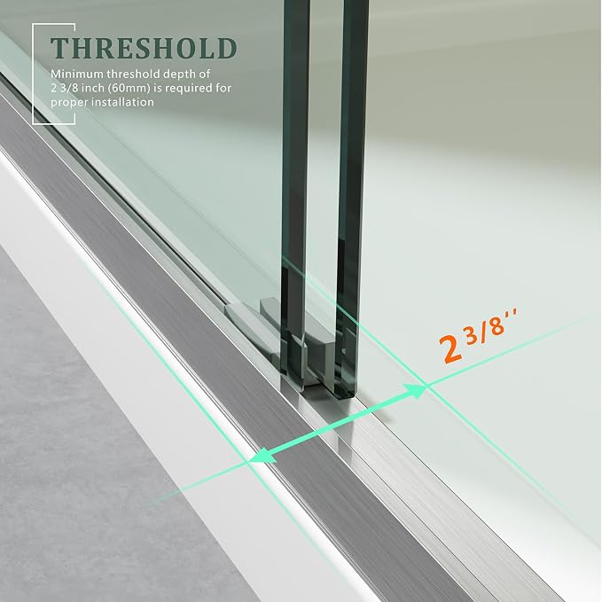 Brushed Nickel 56-60 in. W x 57 in. H Bypass Sliding Bathtub Glass Shower Doors - Image 7