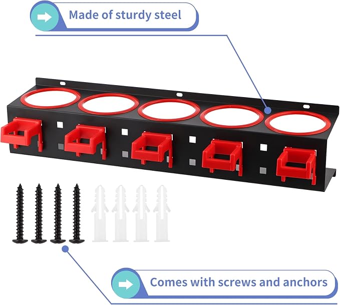 MOLIGOU Spray Bottle Storage Rack, Wall Mount Bottle Organizer Car Detailing - Image 4