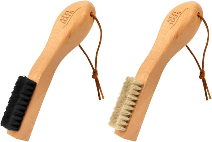 Laundry Stain Remover Clothes Brush Set of 2 Natural Soft Boar Bristle White & by AtziHats