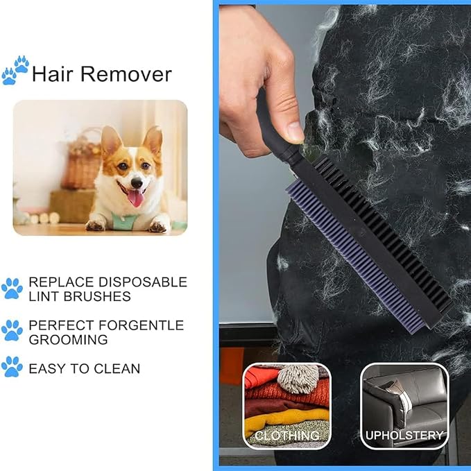 Rubber Pet Hair Removal Brush, Dogs Cats Hair Lint Remover Tool Massage Bath - Image 3