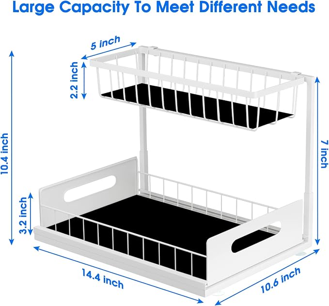 2 Pack Under Sink Organizer, 2 Tier Under Sink Organizers and Storage - Image 7