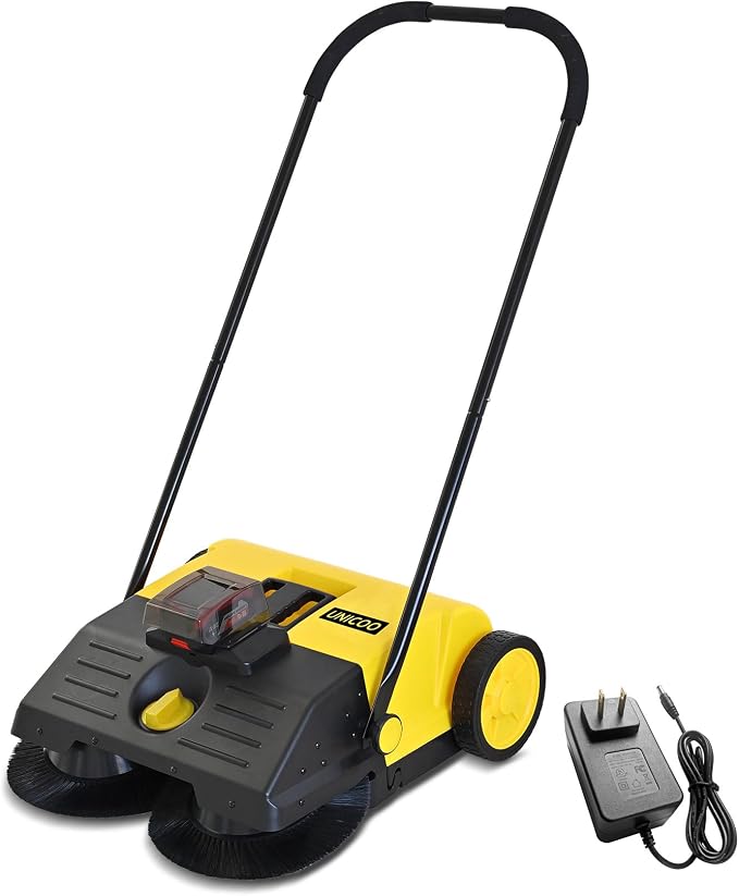 UNICOO® Electric Hand Push Floor Sweeper – Battery Powered Walk-Behind Sweeper by UNICOO