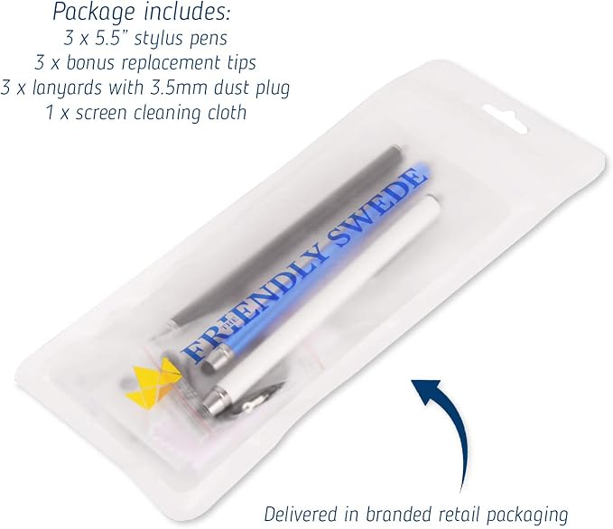 The Friendly Swede Stylus Pen for Touchscreen — 3-Pack 5.5" High Precision - Image 6