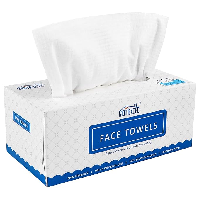 HOMEXCEL Face Towels, Disposable Face Towelette, Biodegradable Makeup Remover by HOMEXCEL