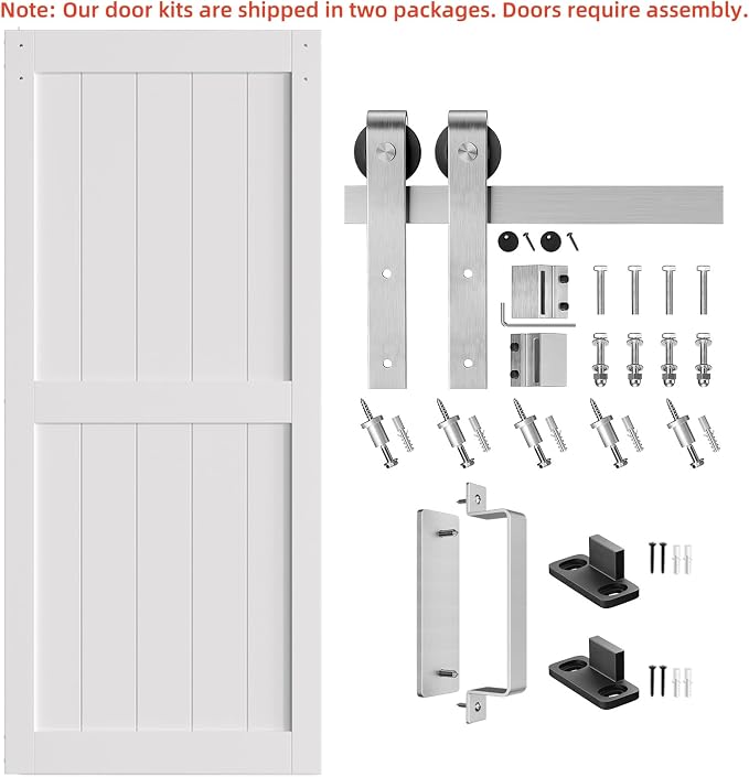 SmartStandard 36 x 84 inch White Sliding MDF Barn Door - Image 5