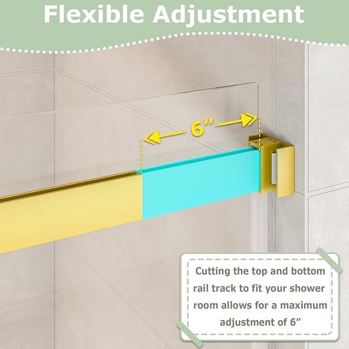 49"- 54" W x 76" H Frameless Shower Door, Double Sliding Shower Door, 5/16" - Image 7