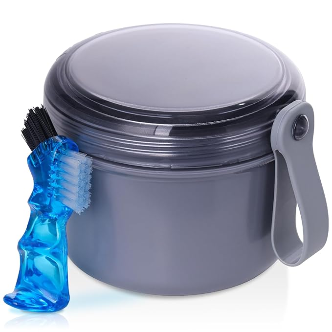 Denture Case, Leak Proof Denture Bath Cup by Heigoeost
