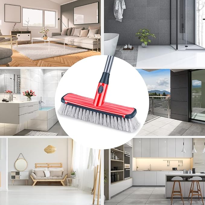 Floor Scrubber with Long Handle, 2 in 1 Scrubbing Brush Stiff Bristle Shower - Image 7